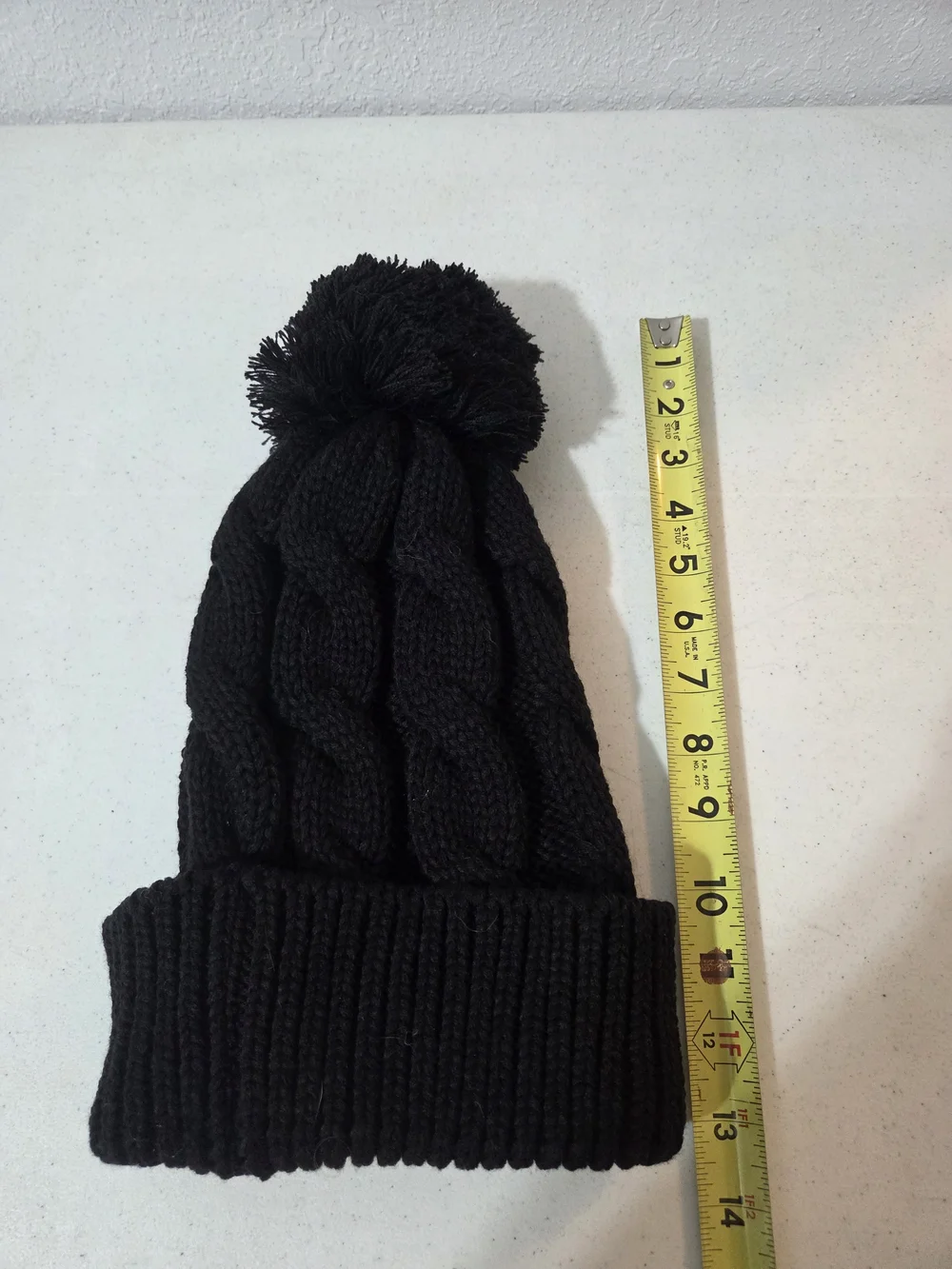 NEW Adult Unisex Black Pom Pom Cable Knit Beanie with Sekr Label